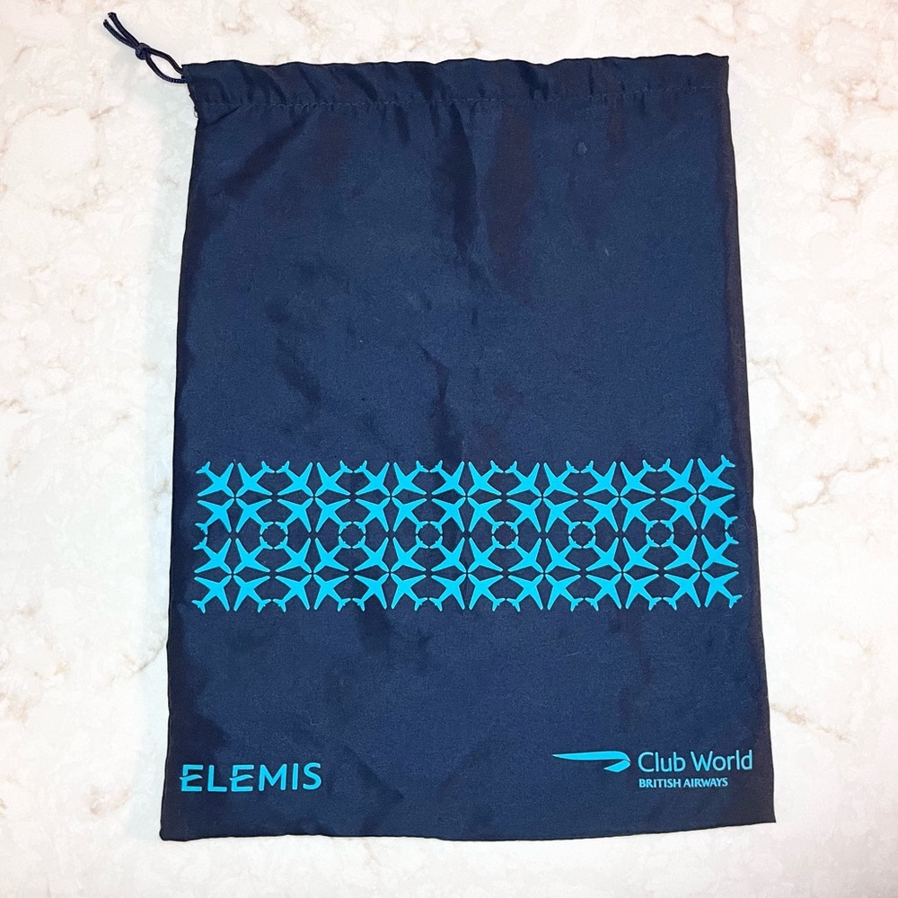 ELEMIS Club World British Airways Drawstring Dust Bag Navy Blue Plane Cosmetics